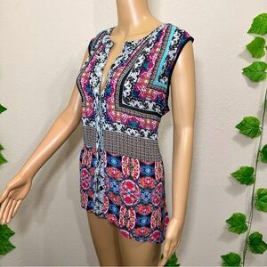 Nicole Miller Sleeveless Boho Blouse Size XL